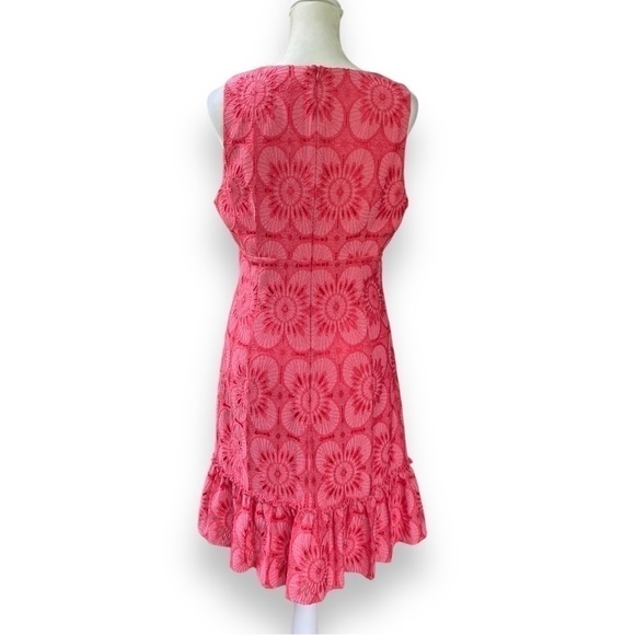 TRINA Turk Carpenteria Floral Lace Ruffle Hem Mini Dress in Peony | Size 8 - Picture 9 of 16